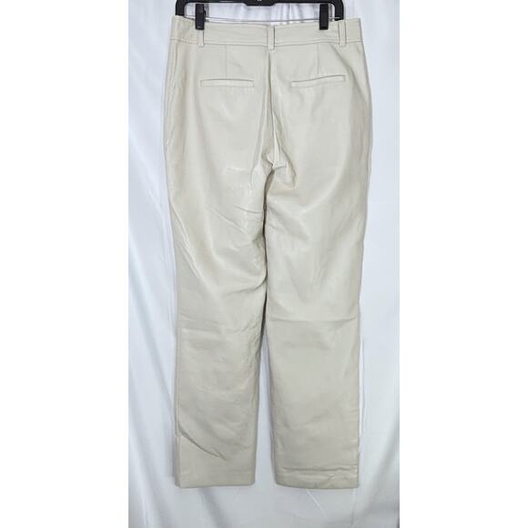 Aritzia Babaton Women's Vegan Leather Creamy taupe Pants Size 10 - Picture 3 of 7